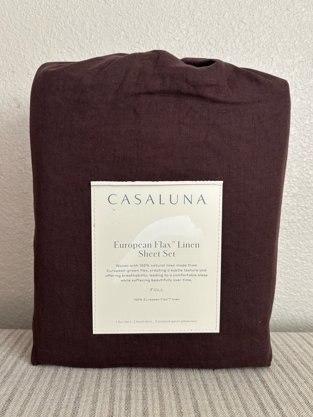 NWT Full 100% Linen Sheet Set Dark Fig - Casaluna